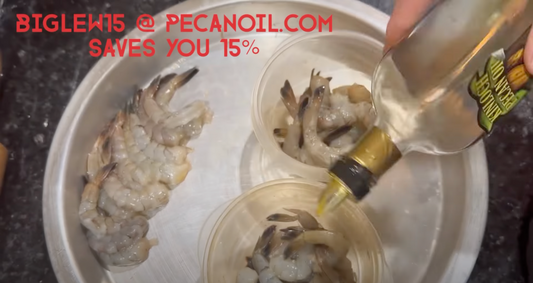 Big Lew BBQ uses Kinloch Pecan Oil on shrimp recipe