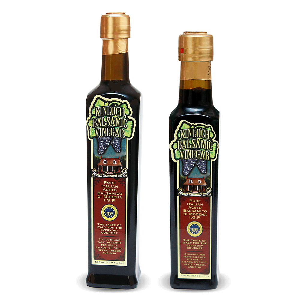 Kinloch gourmet balsamic vinegar earned the IGP seal, great for salad dressing, Finishing for roasted Brussels sprouts, Balsamic reduction on grilled meats, Crostini appetizer, Tomato basil salad. It is sweet and sour and made in Modena, Italy.