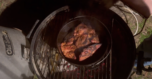 Big Lew's Cajun Barbecue Pork Steaks - Basting with Pecan Oil