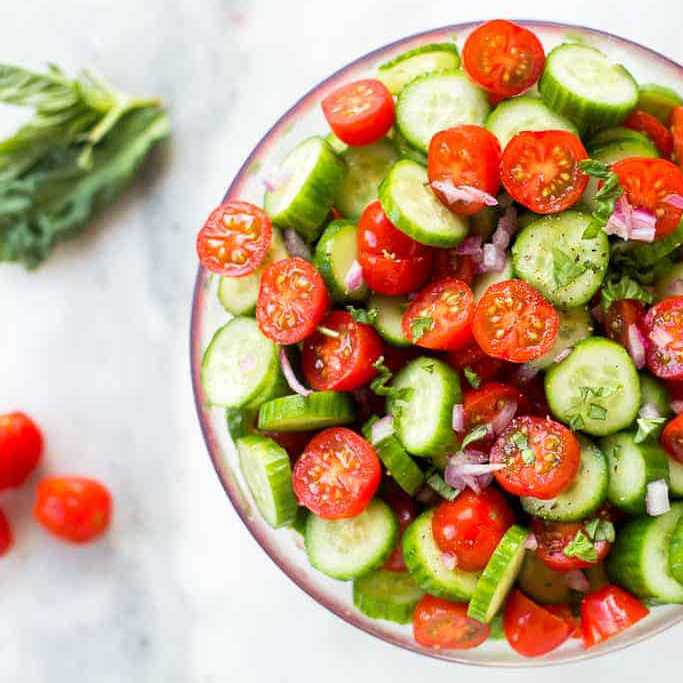 Tomato and Cucumber Salad with Pecan Oil